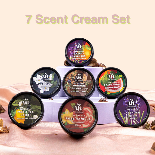 [25% OFF] - Bundle Deals! Deo Cream Set 7 Scent - Rose Vanilla, Tea Tree Lemon, Orange Lavender, Jasmine, Lavender, Grapefruit Bergamot & Juniper Cedarwood