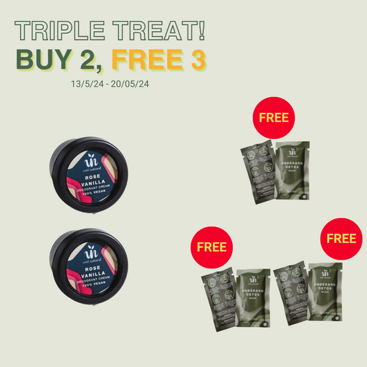 Buy 2 FREE 3 - [10% OFF] 2x Deo Mini Cream Combo Rose Vanilla + 3 Free Gifts (Up to RM20.70)