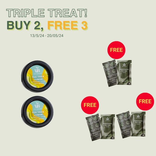 Buy 2 FREE 3 - [10% OFF] 2x Deo Mini Cream Combo Tea Tree Lemon + 3 Free Gifts (Up to RM20.70)