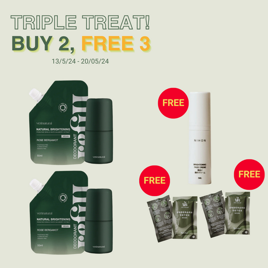 Buy 2 FREE 3 - [10% OFF] 2x Refillable Brightening Roll-On + 3 Free Gifts (Up to RM43.79)
