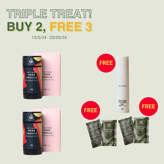 Buy 2 FREE 3 - [10% OFF] 2x Deo Stick Combo Rose Vanilla + 3 Free Gifts (Up to RM43.79)