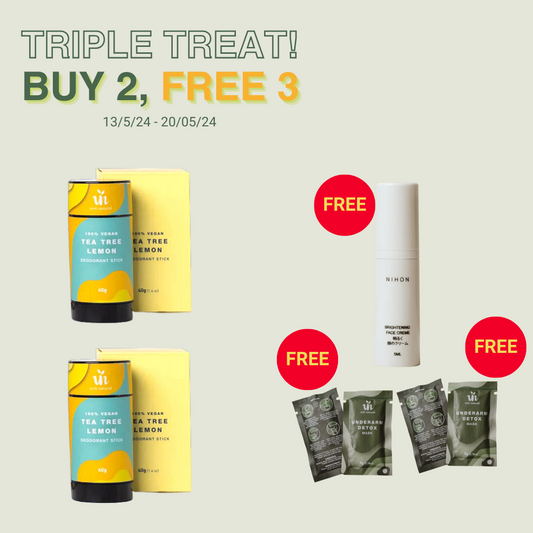 Buy 2 FREE 3 - [10% OFF] 2x Deo Stick Combo Tea Tree Lemon + 3 Free Gifts (Up to RM43.79)