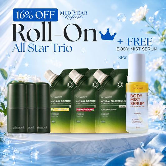 [16% Off] Roll-On Trio - Tea Tree Lemon + Watermelon Lemonade + Rose Bergamot + FREE Body Mist