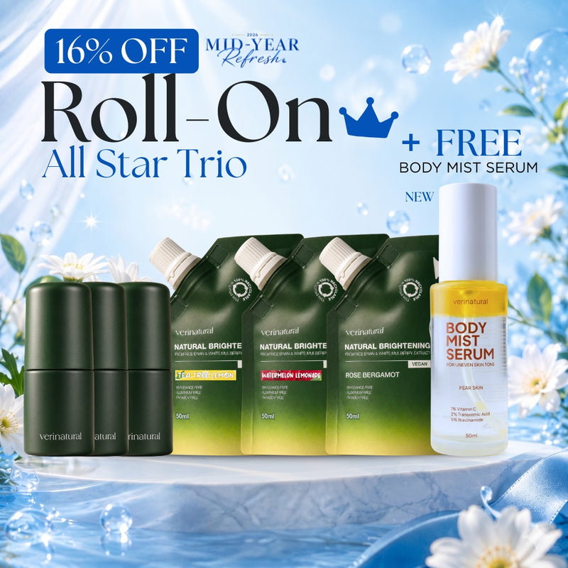 [16% Off] Roll-On Trio - Tea Tree Lemon + Watermelon Lemonade + Rose Bergamot + FREE Body Mist