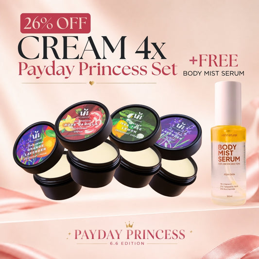 [26% Off] 6.6 Cream Deo 4X - Rose Vanilla + Tea Tree Lemon + Orange Lavender + Lavender + FREE Body Mist Serum