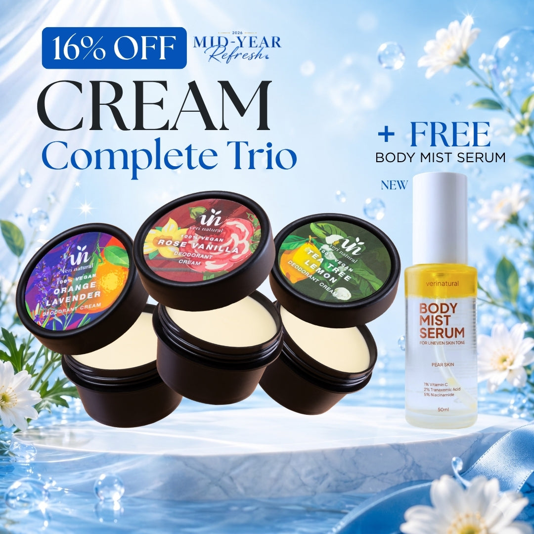 [16% Off] Cream Trio - Tea Tree Lemon + Orange Lavender + Rose Vanilla + FREE Body Mist SERUM