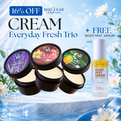 [16% Off] Cream Trio - Lavender + Tea Tree Lemon + Rose Vanilla + FREE Body Mist SERUM