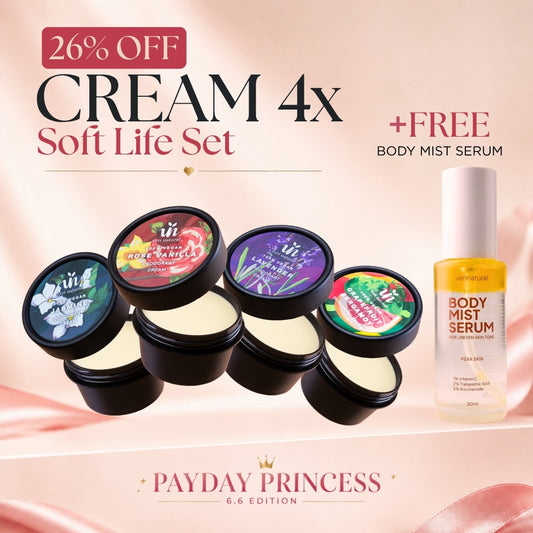 [26% Off] 6.6 Cream Deo 4X - Rose Vanilla + Lavender + Jasmine + Grapefruit Bergamot + FREE Body Mist Serum
