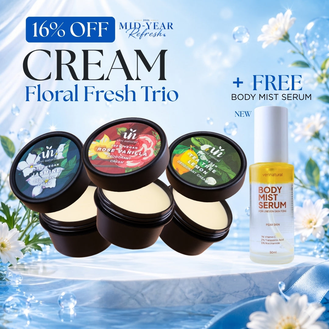 [16% Off] Cream Trio - Jasmine + Tea Tree Lemon + Rose Vanilla + FREE Body Mist SERUM
