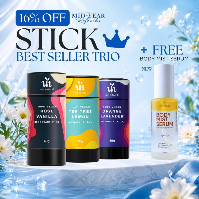 [16% Off] Stick Trio - Tea Tree Lemon + Orange Lavender + Rose Vanilla + FREE Body Mist SERUM