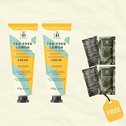 [10% OFF] 2X NEW Foot & Body Natural Deodorant Cream + FREE 2 Underarm Detox Powder (Worth RM 13.80)