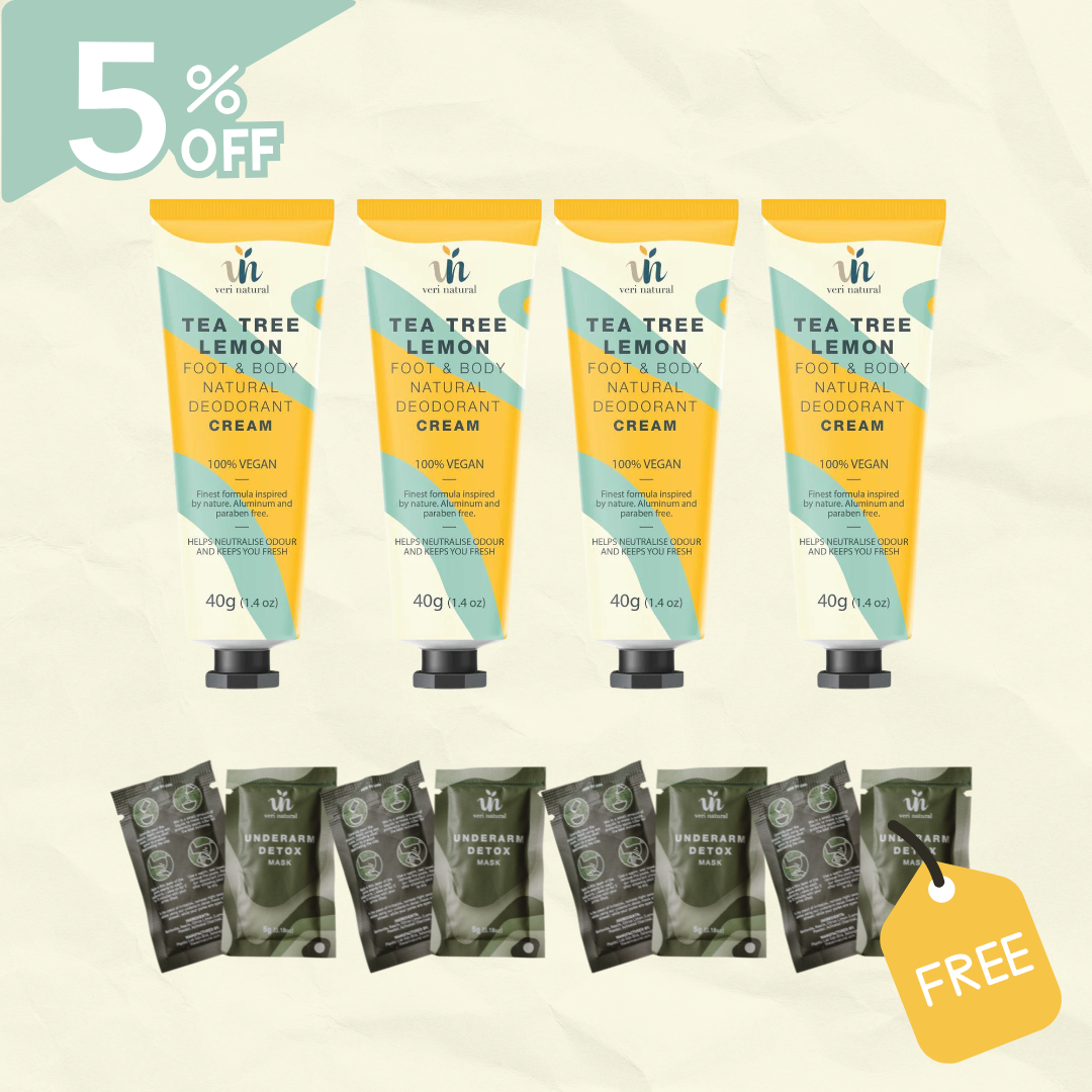 [15% OFF] 4X NEW Foot & Body Natural Deodorant Cream + FREE 4 Underarm Detox Powder (Worth RM 27.60)