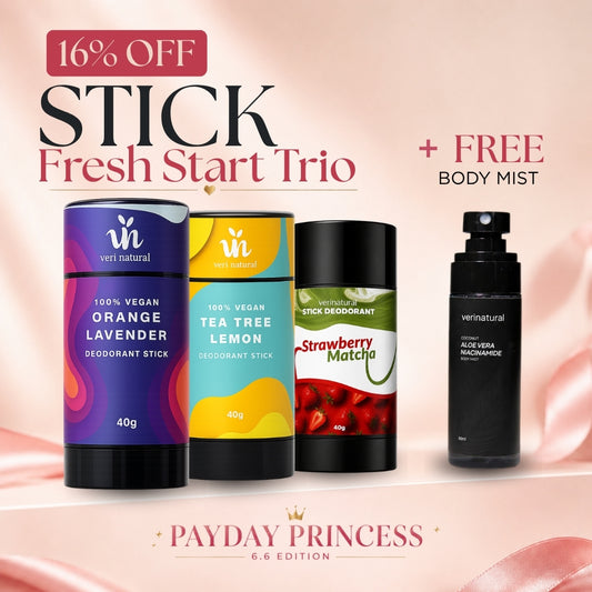 [16% Off] 6.6 Stick Deo Trio - Tea Tree Lemon + Orange Lavender + Strawberry Matcha + FREE Body Mist