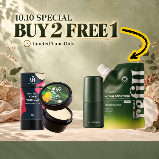 [Buy 2 FREE 1] Mix Trio — Rose Vanilla Stick + Tea Tree Lemon Cream + Rose Bergamot Roll-On
