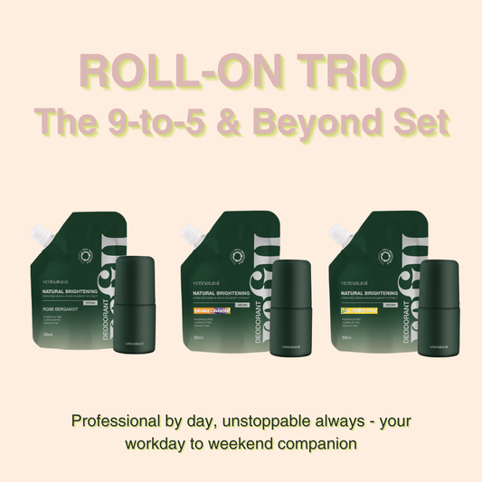 [20% OFF] Bundle Deals! Deo Roll-on Trio The 9-to-5 & Beyond Set - Rose Bergamot, Orange Lavender & Tea Tree Lemon