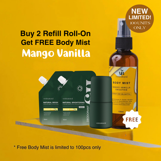 OCTOBER SPECIAL - Mango Vanilla Refillable Roll-On Deodorant (Buy 2 Combo, FREE Body Mist)