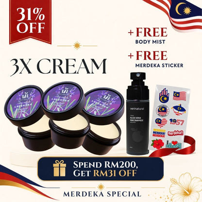 [31% Off] Cream Trio - 3X Lavender + FREE Body Mist + Stickers