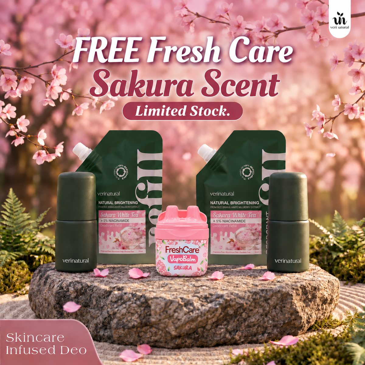 Limited Edition - Sakura White Tea Refillable Roll-On Deodorant