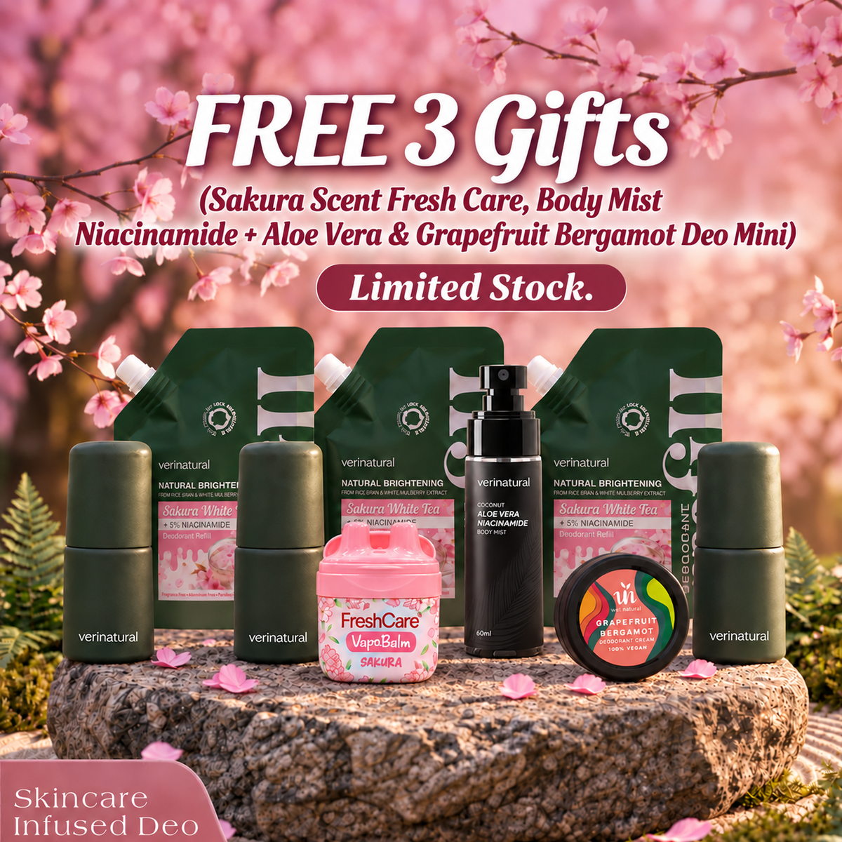 Limited Edition - Sakura White Tea Refillable Roll-On Deodorant
