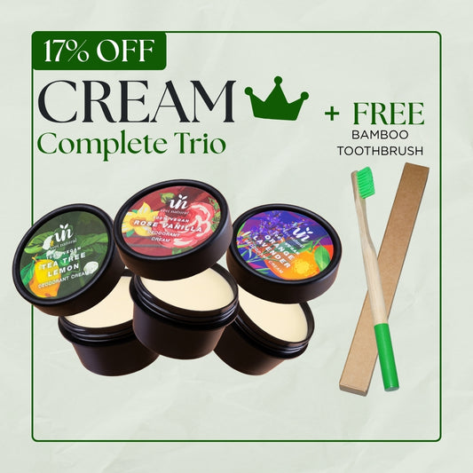 [17% Off] Cream Trio - Rose Vanilla + Tea Tree Lemon + Orange Lavender + FREE Bamboo Toothbrush