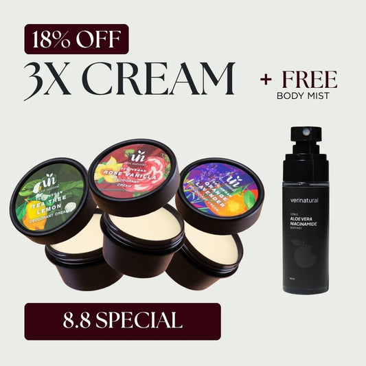 [18% Off] Cream Trio - Rose Vanilla + Tea Tree Lemon + Orange Lavender + FREE Body Mist
