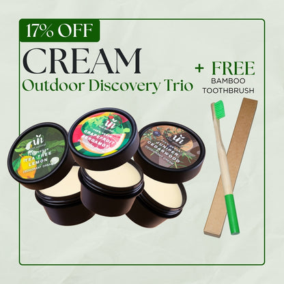[17% Off] Cream Trio - Tea Tree Lemon + Grapefruit Bergamot + Juniper Cedarwood + FREE Bamboo Toothbrush
