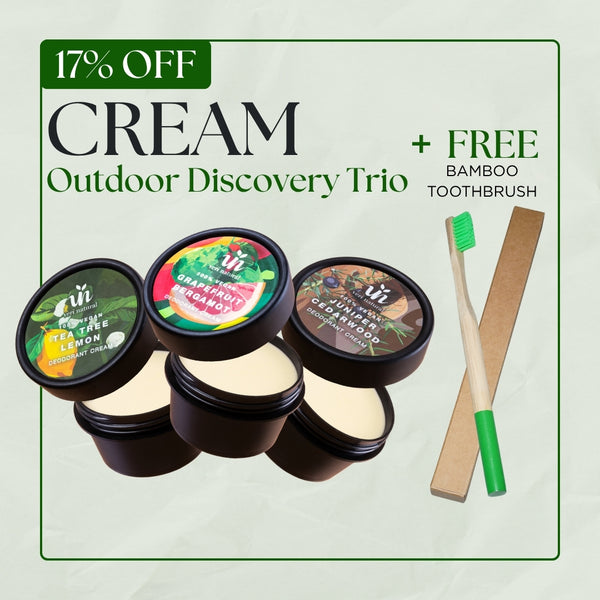 [17% Off] Cream Trio - Tea Tree Lemon + Grapefruit Bergamot + Juniper Cedarwood + FREE Bamboo Toothbrush