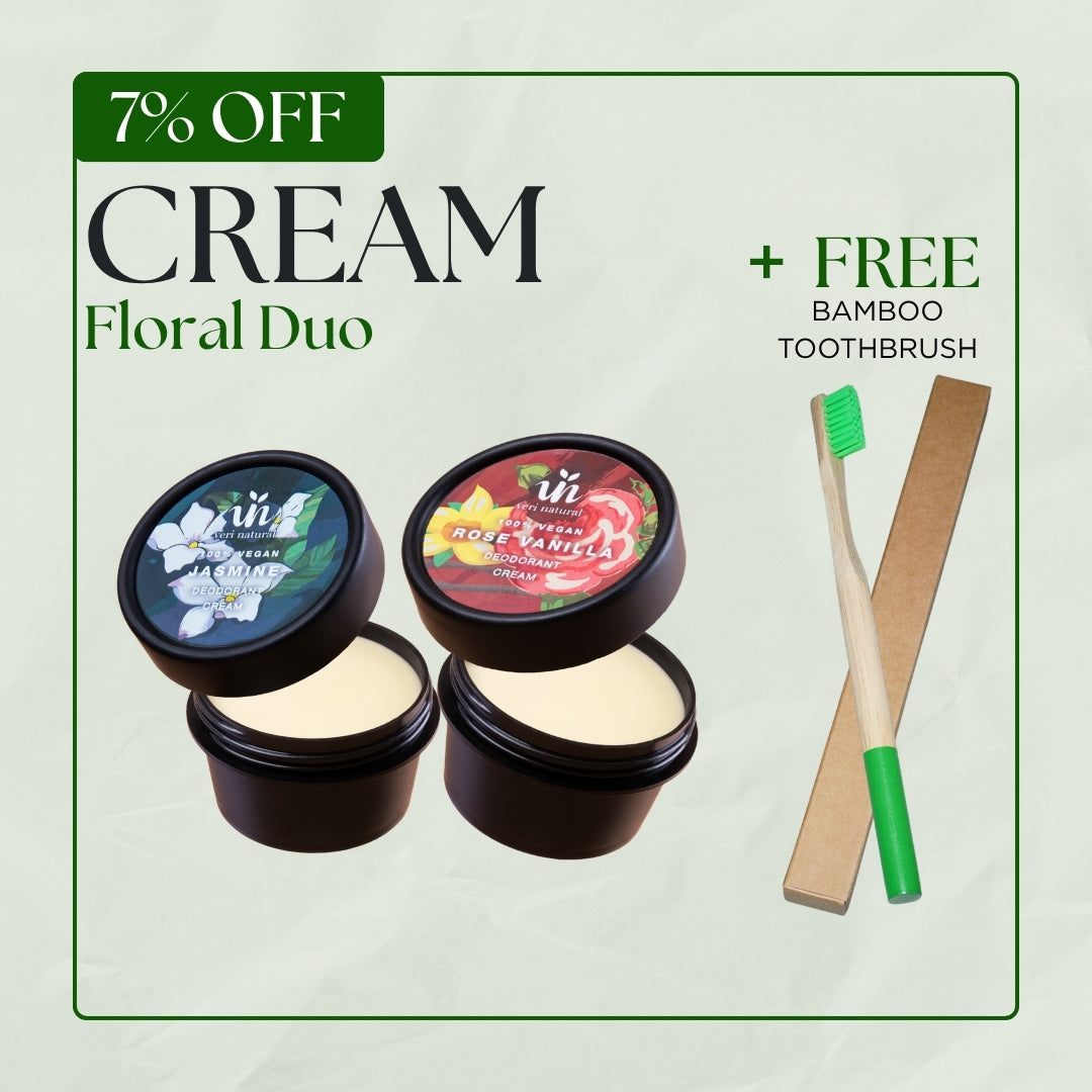 [7% Off] Cream Combo - Rose Vanilla + Jasmine + FREE Bamboo Toothbrush