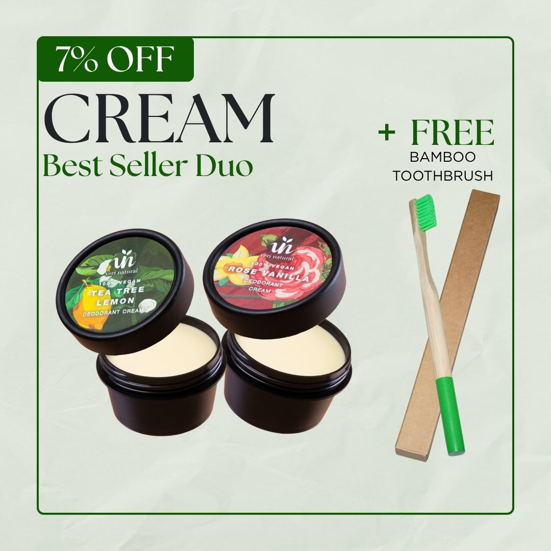 [7% Off] Cream Combo - Rose Vanilla + Tea Tree Lemon + FREE Bamboo Toothbrush