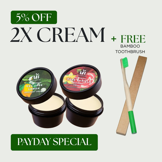 [5% Off] Cream Combo - Rose Vanilla + Tea Tree Lemon + FREE Bamboo Toothbrush