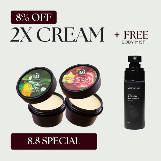 [8% Off] Cream Combo - Rose Vanilla + Tea Tree Lemon + FREE Body Mist