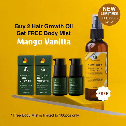 MALAYSIA DAY SPECIAL - Mango Vanilla Hair Growth Oil (Buy 2 Combo, FREE Body Mist)