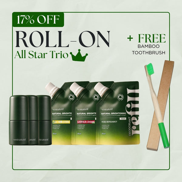[17% Off] Roll-On Trio - Tea Tree Lemon + Watermelon Lemonade + Rose Bergamot + FREE Bamboo Toothbrush