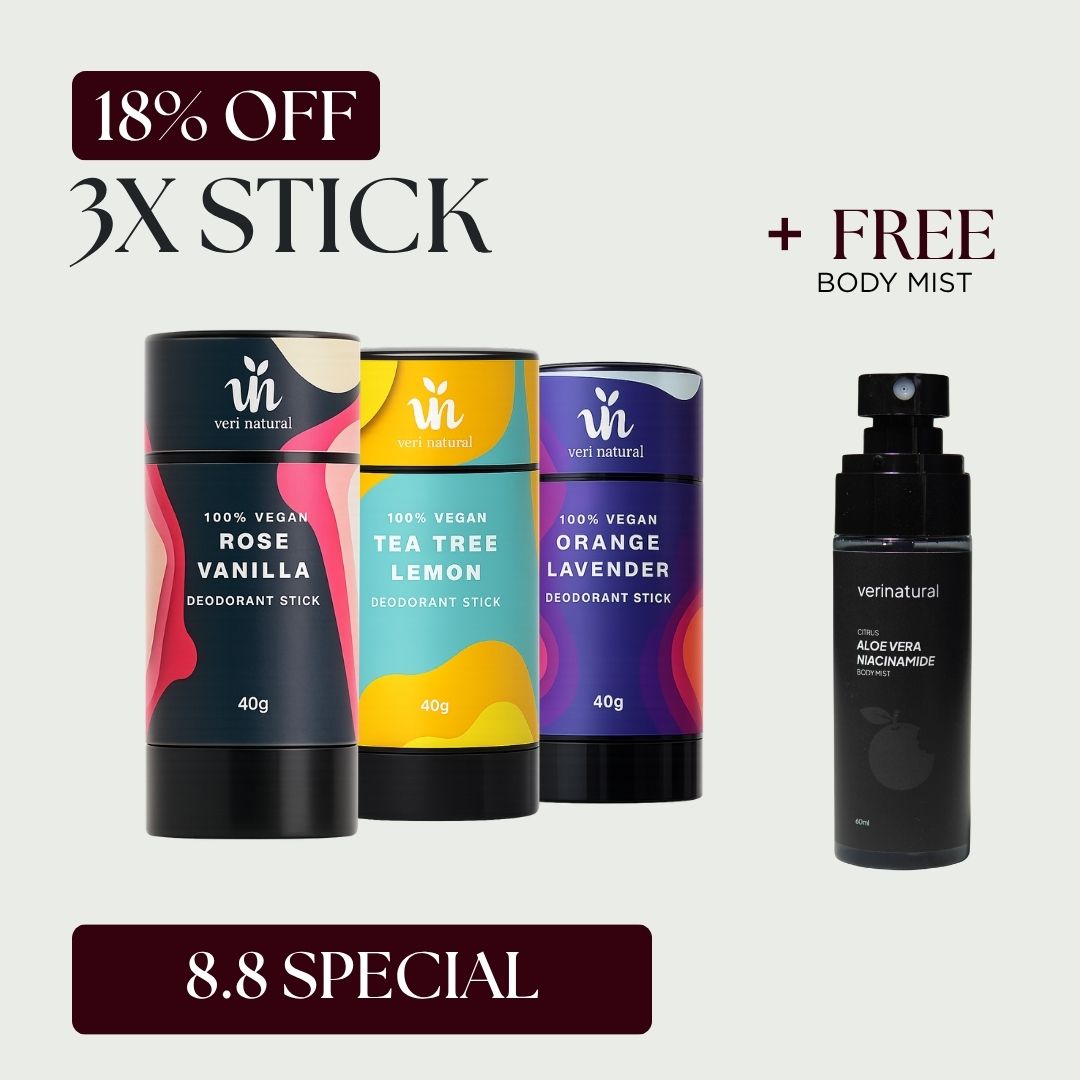 [18% Off] Stick Trio - Rose Vanilla + Tea Tree Lemon + Orange Lavender + FREE Body Mist