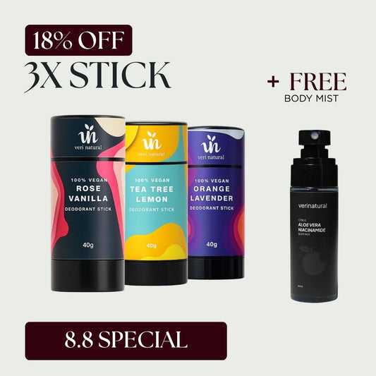 [18% Off] Stick Trio - Rose Vanilla + Tea Tree Lemon + Orange Lavender + FREE Body Mist