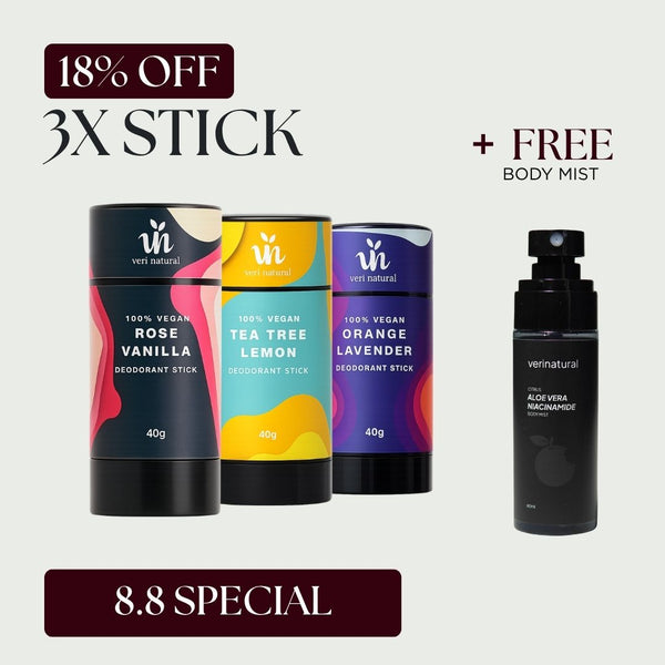 [18% Off] Stick Trio - Rose Vanilla + Tea Tree Lemon + Orange Lavender + FREE Body Mist