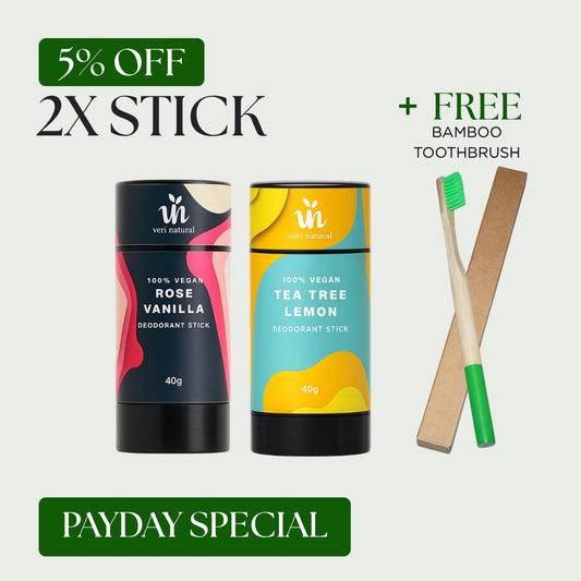 [5% Off] Stick Combo - Rose Vanilla + Tea Tree Lemon + FREE Bamboo Toothbrush