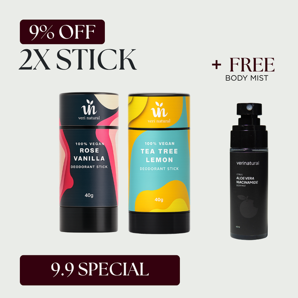 [9% Off] Stick Combo - Rose Vanilla + Tea Tree Lemon + FREE Body Mist